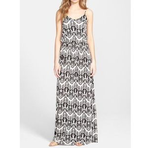 Black and white knit maxi dress